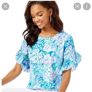 Lilly Pulitzer Blue and Pink Floral Blouse